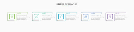 Business infographic template with 5 options or steps. Can be used for workflow layout, diagram, annual report, web designのイラスト素材