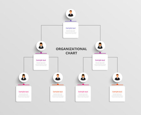 Corporate organizational chart with business avatar icons. Business hierarchy infographic elementsのイラスト素材