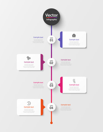 Infographic business design vector template with 4 options, steps or processes. Can be used for presentations banner, workflow layout, process diagram, flow chart, info graphのイラスト素材