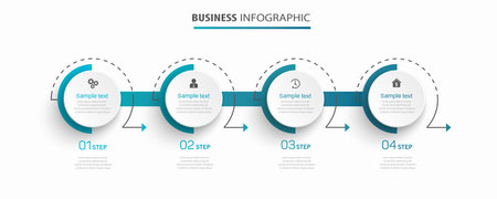 Business infographic design template with 4 options, steps or processesのイラスト素材