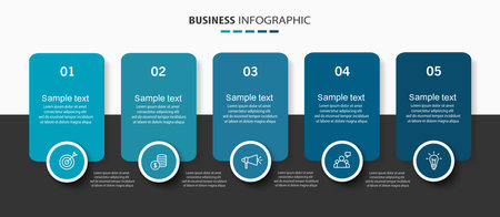 Business infographic template with 5 options or steps. Can be used for workflow layout, diagram, annual report, web designのイラスト素材