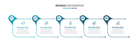 Business infographic template with 5 options. Can be used for workflow layout, diagram, annual report, web designのイラスト素材