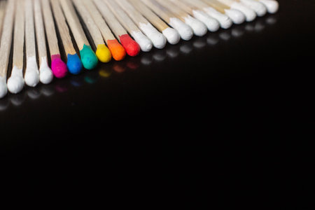 The concept of diversity and inclusiveness. Multicolored matches.の写真素材