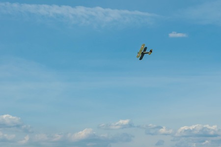 World War II fighter airplanes in flight U-2. Reconstruction of hostilities 2018-04-30 Russia.