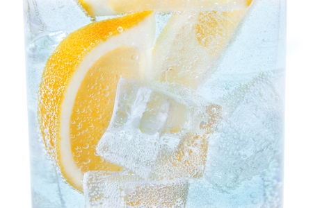 Drink with slices of lemon and ice. Soda cocktail tonicの写真素材