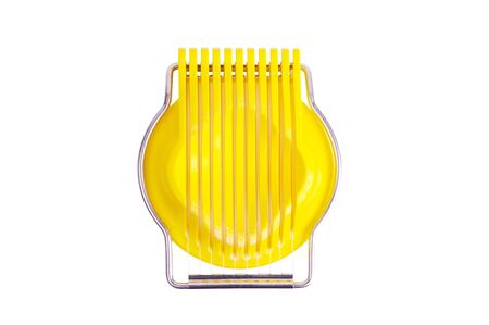 Egg cutter for cutting boiled eggs. Isolated on white background. Path selection.の写真素材