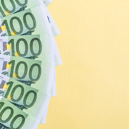 Euro Money. euro cash yellow background. Euro Money Banknotesの写真素材