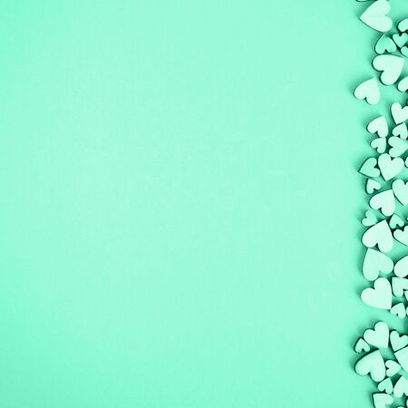 Valentine's heart background and free space for lettering. Color greenの写真素材