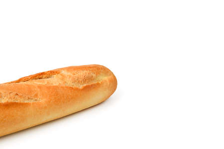 Fresh baguette loaf long on white background, isolated with shadow.の写真素材