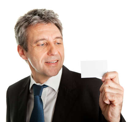 Businessman holding blank cardの写真素材