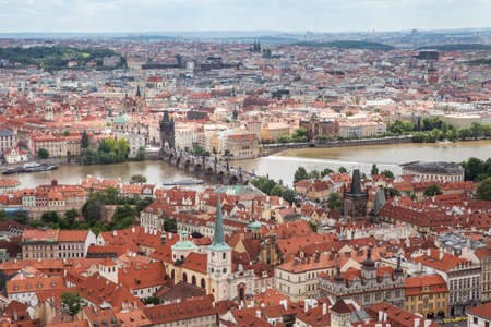 Panorama of Charles bridge, View From Castle, Prague, Czech Republic,の写真素材