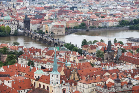 Panorama of Charles bridge, View From Castle, Prague, Czech Republic,の写真素材