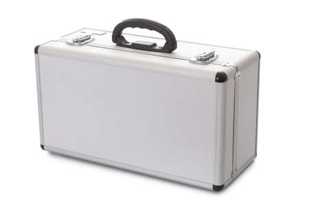 Photos of metal suitcase. Isolated on whiteの写真素材