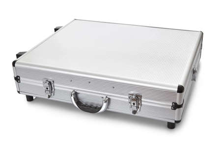 Photos of metal suitcase. Isolated on whiteの写真素材