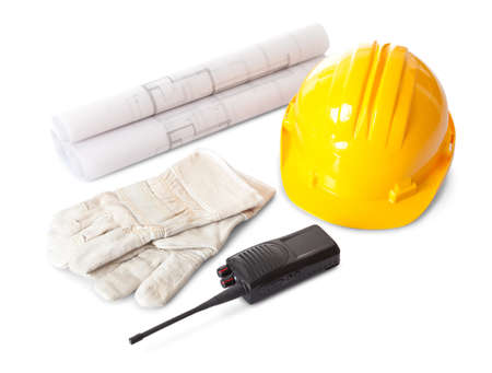 Set of constructions worker objects. Isolate don whiteの写真素材