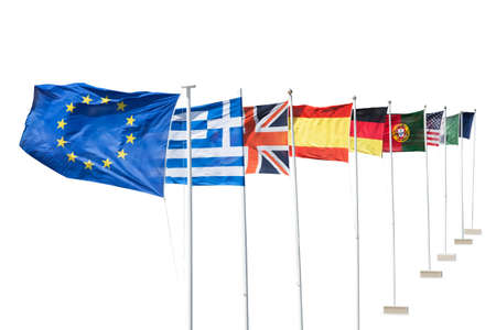 Photo of european flags. Isolated on whiteの写真素材