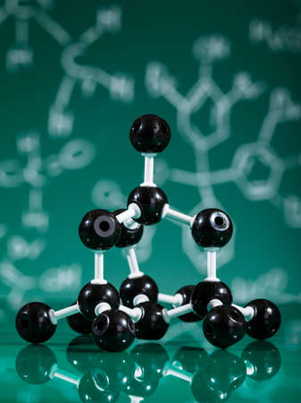 Model of graphite  molecular structure on green reflective backgroundの写真素材