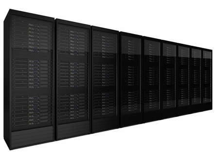 Row of server racks. Isolated on white background