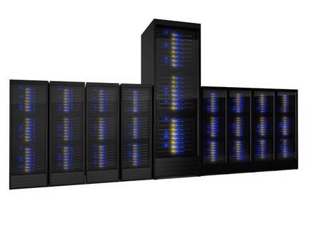 Unique server solution out of many. Isolated on white background