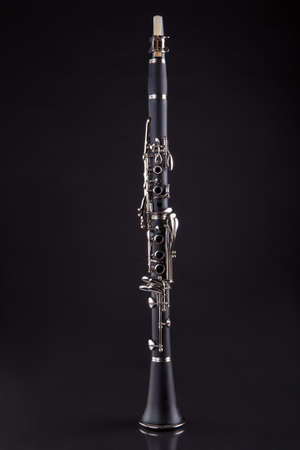 Close-up Of Clarinet Isolated On Black Backgroundの写真素材