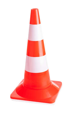 Close-up Of Traffic Cone Isolated Over White Backgroundの写真素材