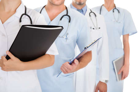 Portrait Of Happy Doctors Isolated On White Backgroundの写真素材