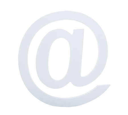 Light grey at sign used in e-mail addresses  symbol of the location or institution of the e-mail recipient  isolated on white backgroundの写真素材