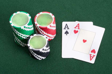 Two aces representing win in blackjack game in casino