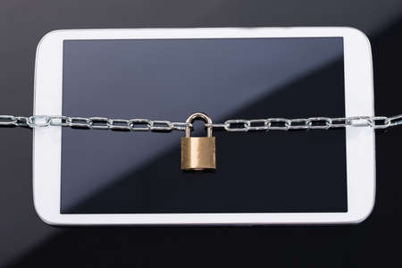 Mobile data security concept over black background