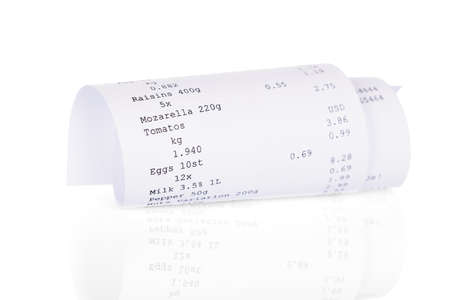 Close-up Photo Of Receipt Over White Backgroundの写真素材