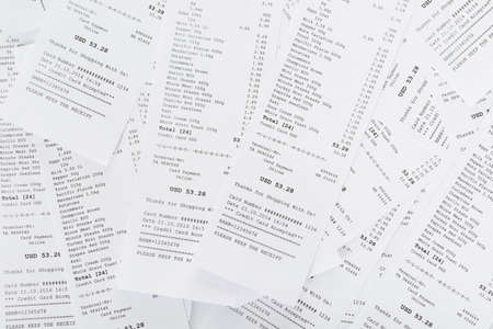Pile Of Generic Shopping Receipts With Costsの写真素材