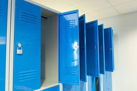 Photo Blue Open Lockers In The Roomの写真素材