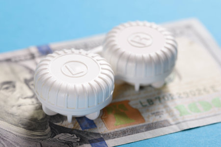 Close-up Of Lens Case On American Dollar