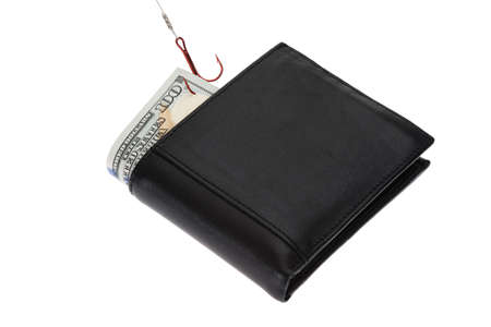 Fish Hook Attached On Banknote In Wallet