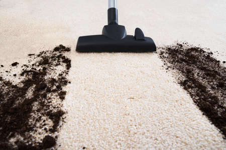 Photo Of Vacuum Cleaner Cleaning Dirt On Carpetの写真素材