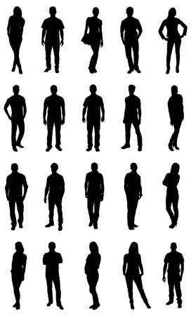 Set Of Trendy People Silhouettes. Vector Imageのイラスト素材