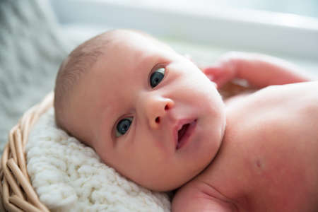 Close-up Of A Cute Little Baby Lying