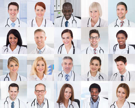 Collage Of Smiling Group Of Doctors With Different Multiethnicの写真素材
