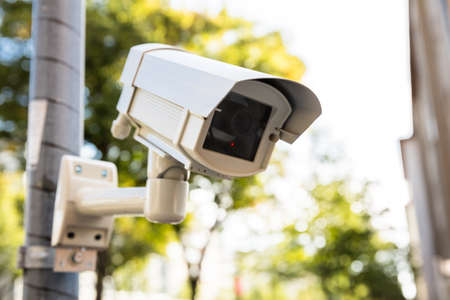 Close-up Of Security Camera On The Street