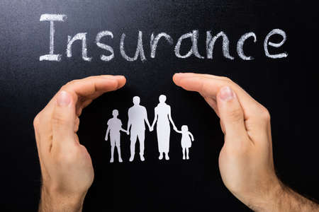Photo Of Insurance Of Family Concept On Blackboardの写真素材