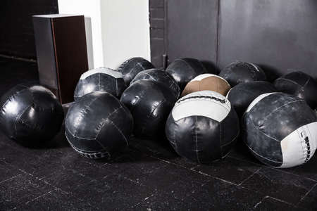 Medicine Balls Placed In An Empty Gymの写真素材