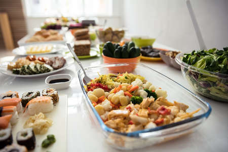 Close-up Of A Fresh Food On Wooden Tableの写真素材