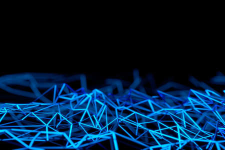 Close-up Of Abstract Blue Polygonal Surface On Blue Backgroundの写真素材