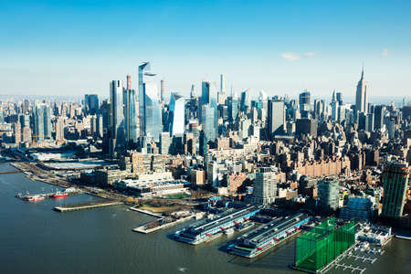 Manhattan Skyline With New World Trade Center In Front Of Hudson Riverの写真素材