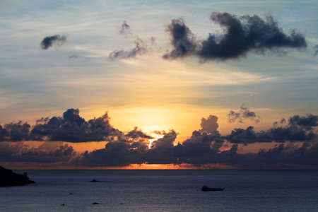 Scenic View Of Beautiful Dramatic Sky Over The Sea At Evening