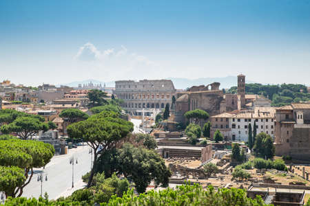 Roman Forum And Colosseum High Angle Viewの写真素材