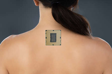 Female Showing Her Back With Computer Chip Implant