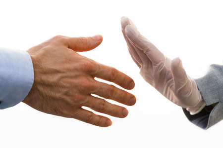 Rejecting Handshake During Coronavirus Pandemic To Stop Pandemicの写真素材