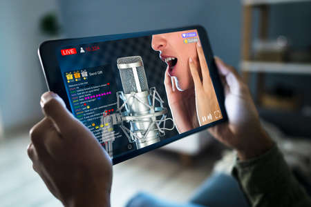 Streaming Live Music Video With Singer On Tablet Computer