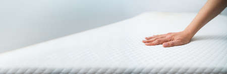 Memory Foam Mattress Or Topper. Choosing Bed In Storeの写真素材
